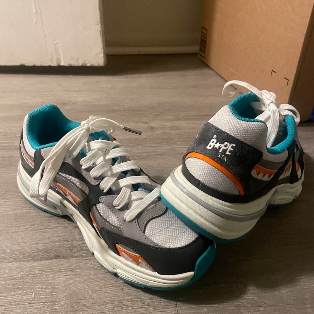 Bape Sta Sneakers in Black, Gray, and Teal